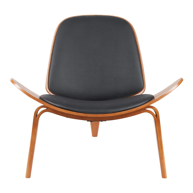Armchair Vilma pakoworld PU black- walnut plywood 90x76.5x74.5cm