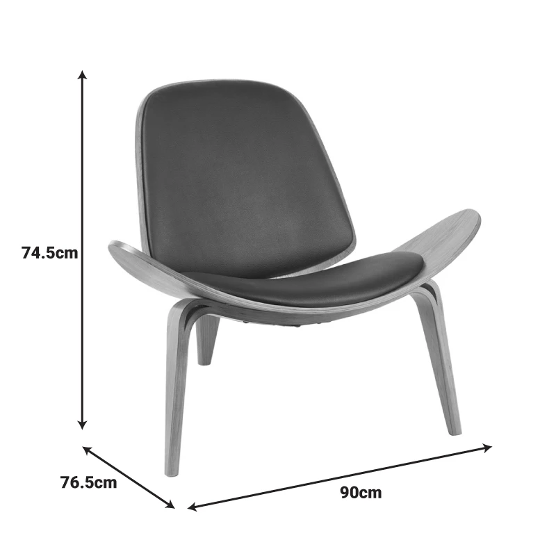 Armchair Vilma pakoworld PU black- walnut plywood 90x76.5x74.5cm