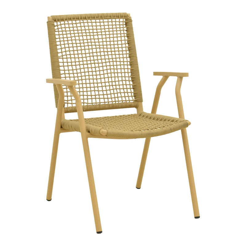Weave armchair pakoworld stackable aluminum-pe rope in beige shade 57x63x86cm