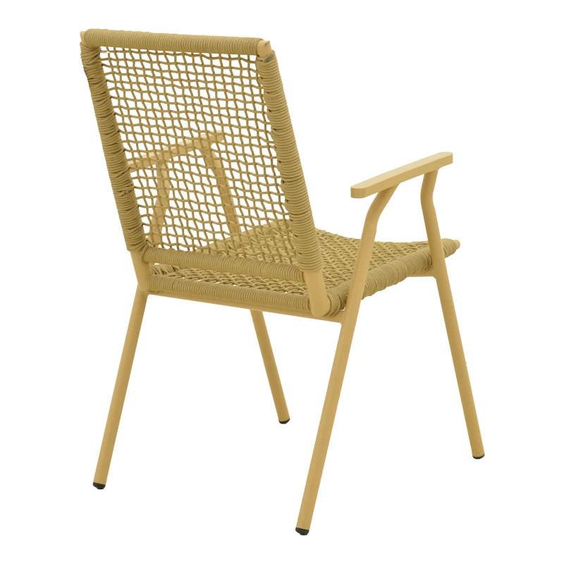 Weave armchair pakoworld stackable aluminum-pe rope in beige shade 57x63x86cm