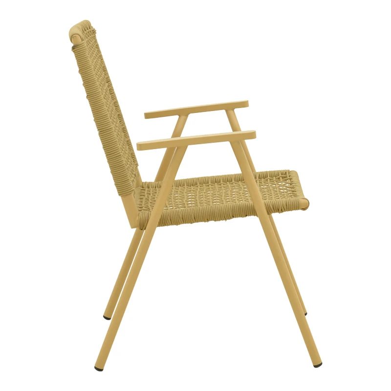 Weave armchair pakoworld stackable aluminum-pe rope in beige shade 57x63x86cm