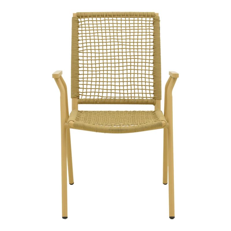 Weave armchair pakoworld stackable aluminum-pe rope in beige shade 57x63x86cm