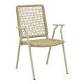 Weave pakoworld stackable armchair, aluminum in beige -pe rope in natural shade 57x63x86cm