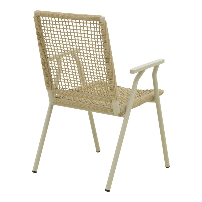 Weave pakoworld stackable armchair, aluminum in beige -pe rope in natural shade 57x63x86cm