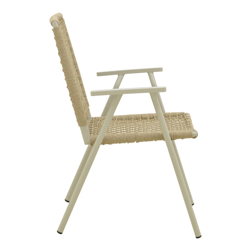 Weave pakoworld stackable armchair, aluminum in beige -pe rope in natural shade 57x63x86cm