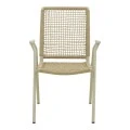 Weave pakoworld stackable armchair, aluminum in beige -pe rope in natural shade 57x63x86cm