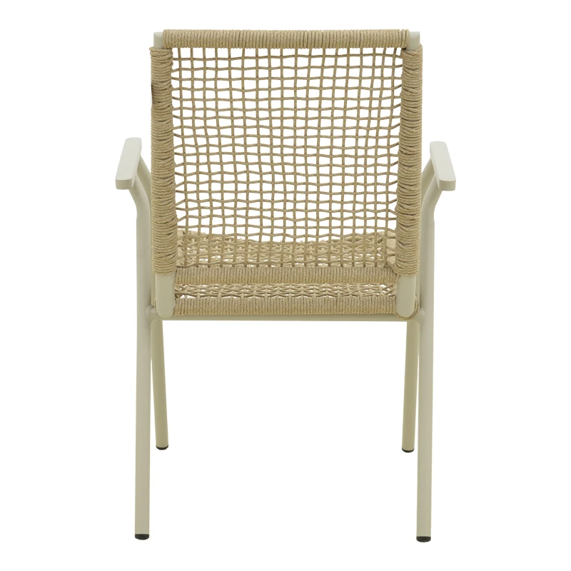 Weave pakoworld stackable armchair, aluminum in beige -pe rope in natural shade 57x63x86cm