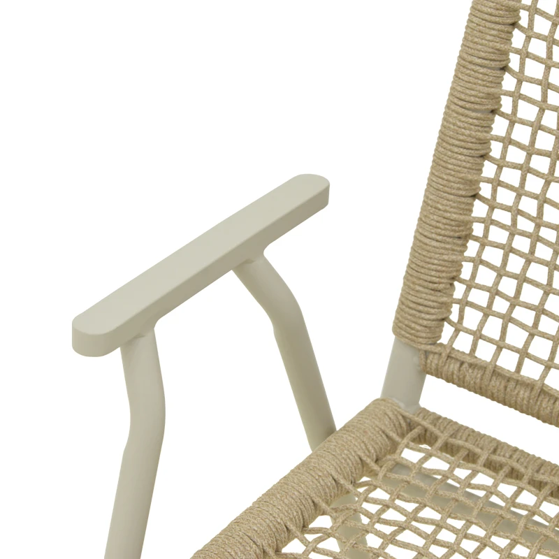 Weave pakoworld stackable armchair, aluminum in beige -pe rope in natural shade 57x63x86cm