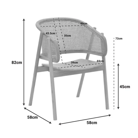 Πολυθρόνα Wenzy pakoworld φυσικό Rattan - μασίφ ξύλο toon 59x58x78εκ