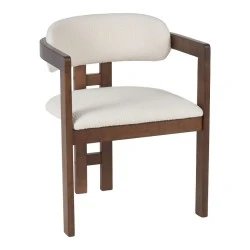 Winsor pakoworld rubberwood armchair in beige with walnut color leg 58.5x51x76cm Winsor pakoworld rubberwood armchair in beige with walnut color leg 58.5x51x76cm