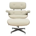 Πολυθρόνα-υποπόδιο relax Jenna pakoworld μπεζ pu- plywood καρυδί-βάση χρωμίου 82x92x82εκ