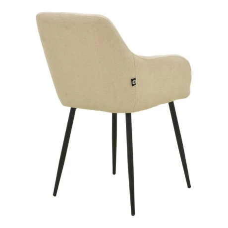 Zerfia chair pakoworld beige fabric-black metal leg 43x59.5x85cm