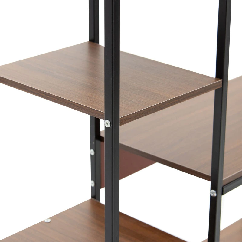 Floor shelf unit Leena pakoworld metallic in dark oak-black color 80x30x142cm