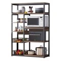 Floor shelf unit Leena pakoworld metallic in black-walnut color 80x30x142cm