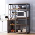 Floor shelf unit Leena pakoworld metallic in black-walnut color 80x30x142cm
