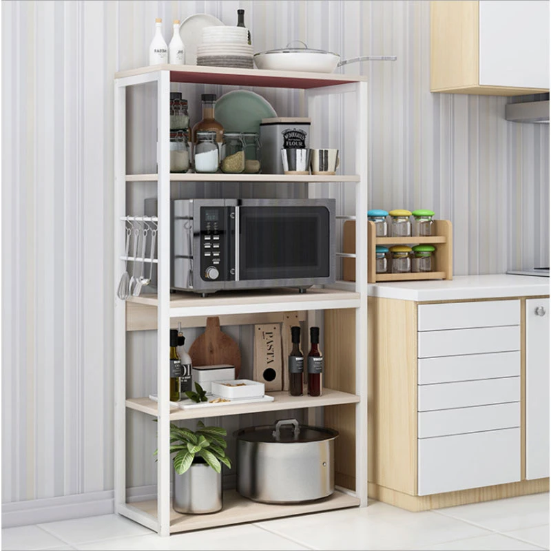 Floor shelf unit Tace pakoworld metallic in white-natural color 50x30x129cm