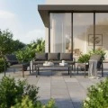 Gardenly Ι pakoworld lounge set 4pcs aluminum in anthracite color with anthracite cushions