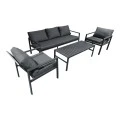 Gardenly Ι pakoworld lounge set 4pcs aluminum in anthracite color with anthracite cushions