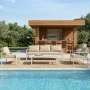 Gardenly Ι pakoworld lounge set 4pcs aluminum in white color with beige cushions