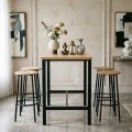 Bar set of 5pieces Arzo pakoworld in natural color with black metal 100x60x86cm