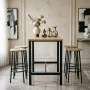 Bar set of 5pieces Arzo pakoworld in natural color with black metal 100x60x86cm