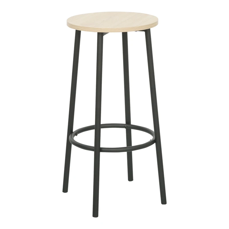 Bar set of 5pieces Arzo pakoworld in natural color with black metal 100x60x86cm