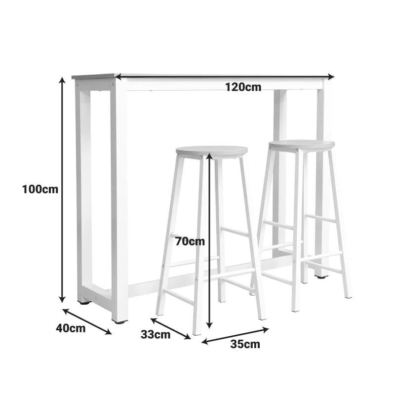Set table bar Marle pakoworld natural-white leg 120x40x100cm
