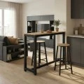 Set table bar Marle pakoworld sonoma-black leg 120x40x100cm