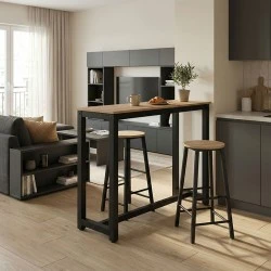 Set table bar Marle pakoworld sonoma-black leg 120x40x100cm