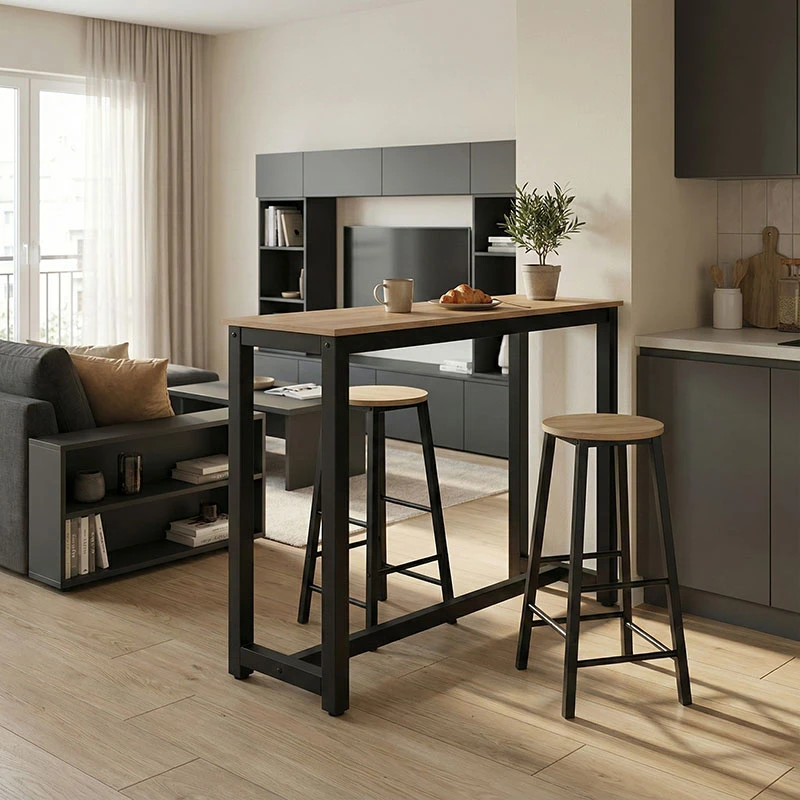 Set table bar Marle pakoworld sonoma-black leg 120x40x100cm