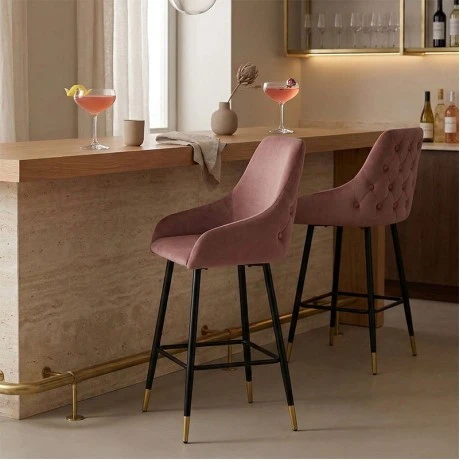 Bar Stool Lithe metal golden black legs-velvet rotten apple 47x44x98cm