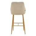 Bar stool Patrin pakoworld beige velvet-natural color metal 49x48x98cm