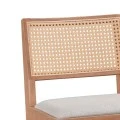 Pakoworld bar Winslow stool wood rubberwood light walnut-pvc natural rattan-grey fabric