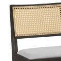 Bar stool Winslow pakoworld wood rubberwood black-pvc rattan natural-fabric gray