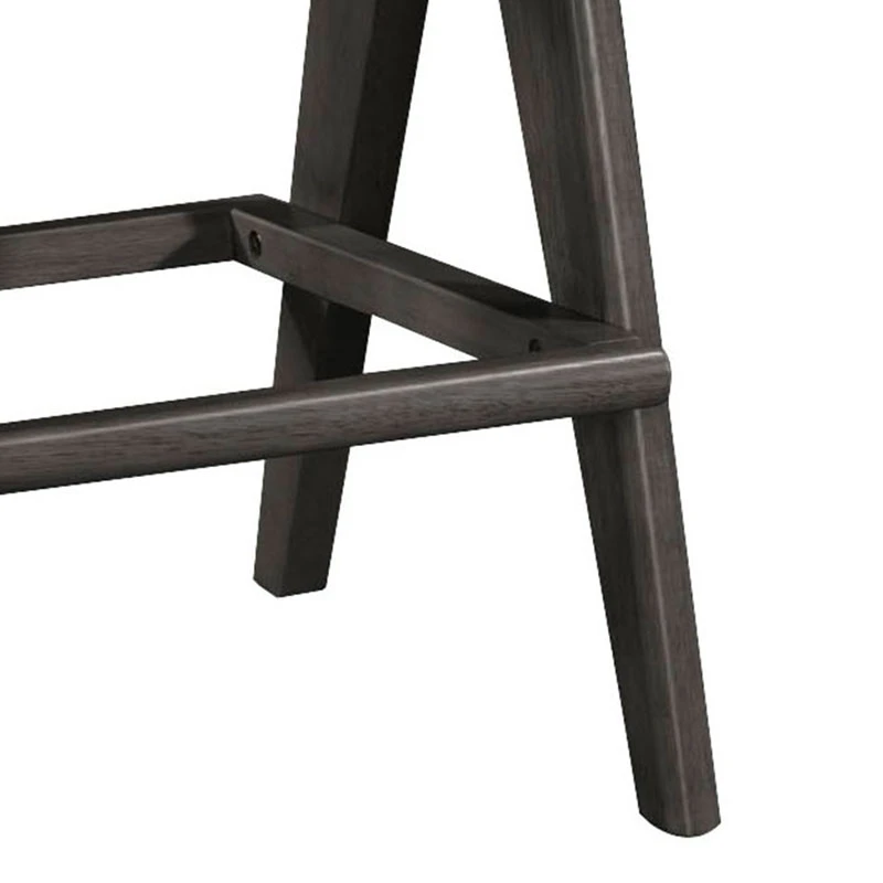 Bar stool Winslow pakoworld wood rubberwood black-pvc rattan natural-fabric gray