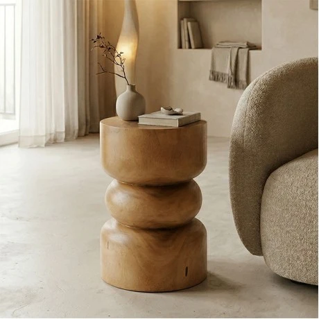 Stool Estelle pakoworld suar wood in natural color D30x45cm