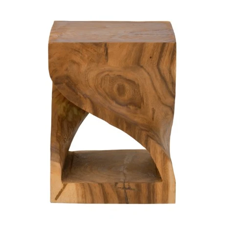 Stool Hourian I pakoworld suar wood in walnut color 35x35x45cm