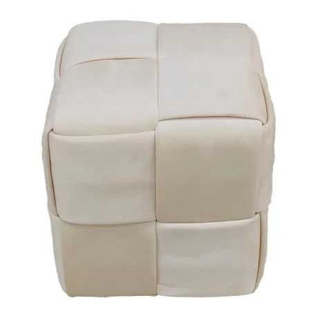 Ottoman Jisko pakoworld beige velvet 38x38x40cm