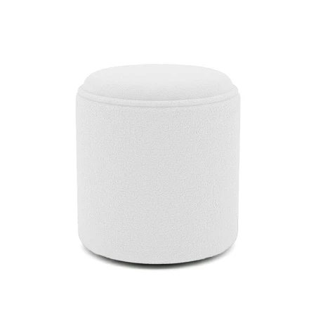 Batur stool-trunk pakoworld boucle fabric in white shade D34x38cm