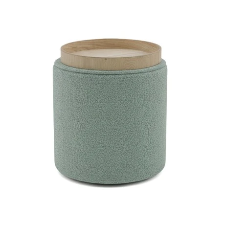 Batur stool-trunk pakoworld boucle fabric in green shade D34x38cm