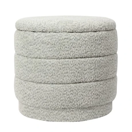 Stool-trunk Bettia pakoworld teddy fabric mint D41x38.5cm