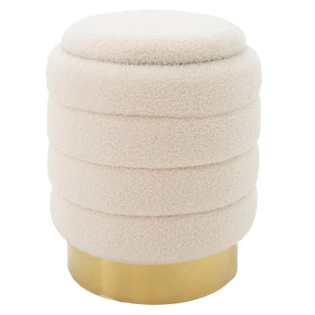 Stool-trunk Dazzle pakoworld boucle cream-golden D36x44cm