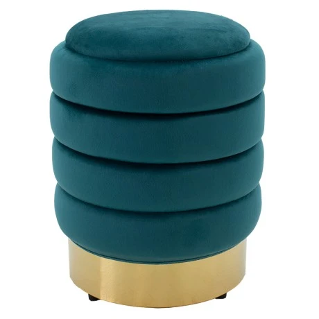 Stool-trunk Dazzle pakoworld velvet light petrol-golden D36x44cm