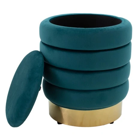 Stool-trunk Dazzle pakoworld velvet light petrol-golden D36x44cm