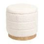 Stool-trunk Pelen pakoworld white teddy fabric with natural color mdf base D39x37cm