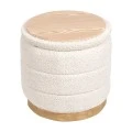 Stool-trunk Pelen pakoworld white teddy fabric with natural color mdf base D39x37cm