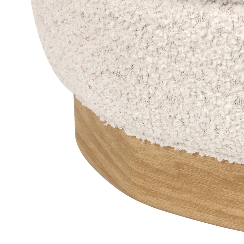 Stool-trunk Pelen pakoworld white teddy fabric with natural color mdf base D39x37cm