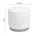 Stool-trunk Pelen pakoworld white teddy fabric with natural color mdf base D39x37cm