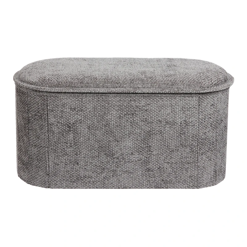 Stool-trunk Trebia pakoworld grey fabric 76x38x38cm