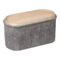 Stool-trunk Trebia pakoworld grey fabric 76x38x38cm
